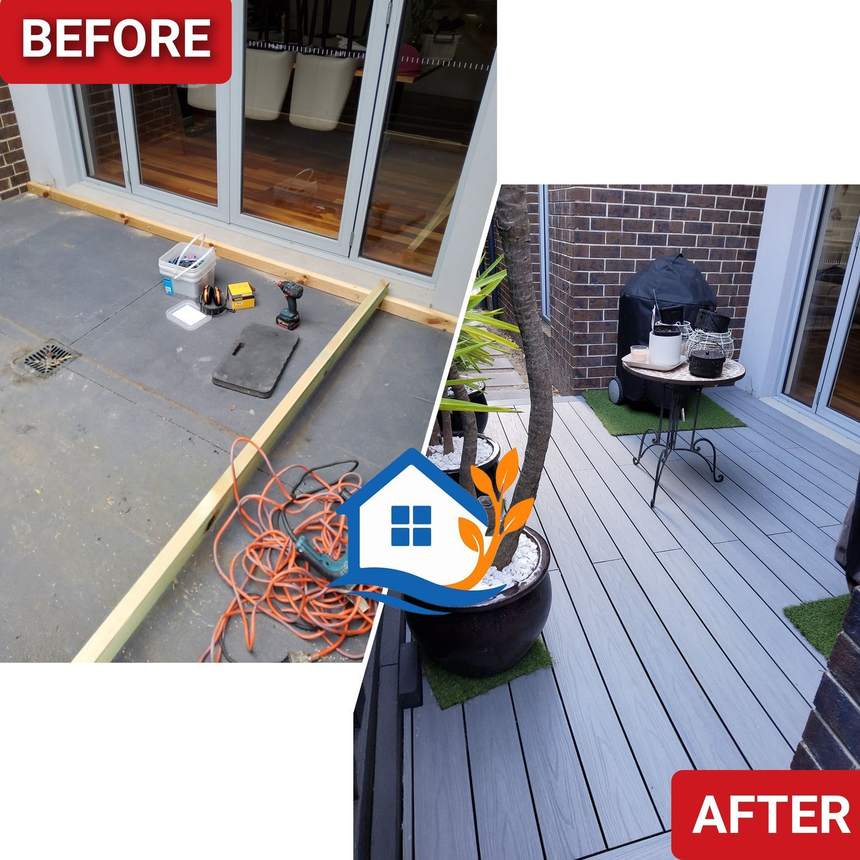 Twin composite decks with picture-frame borders — Bentleigh