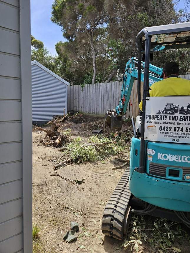 Kobelco mini excavator on site during earthworks