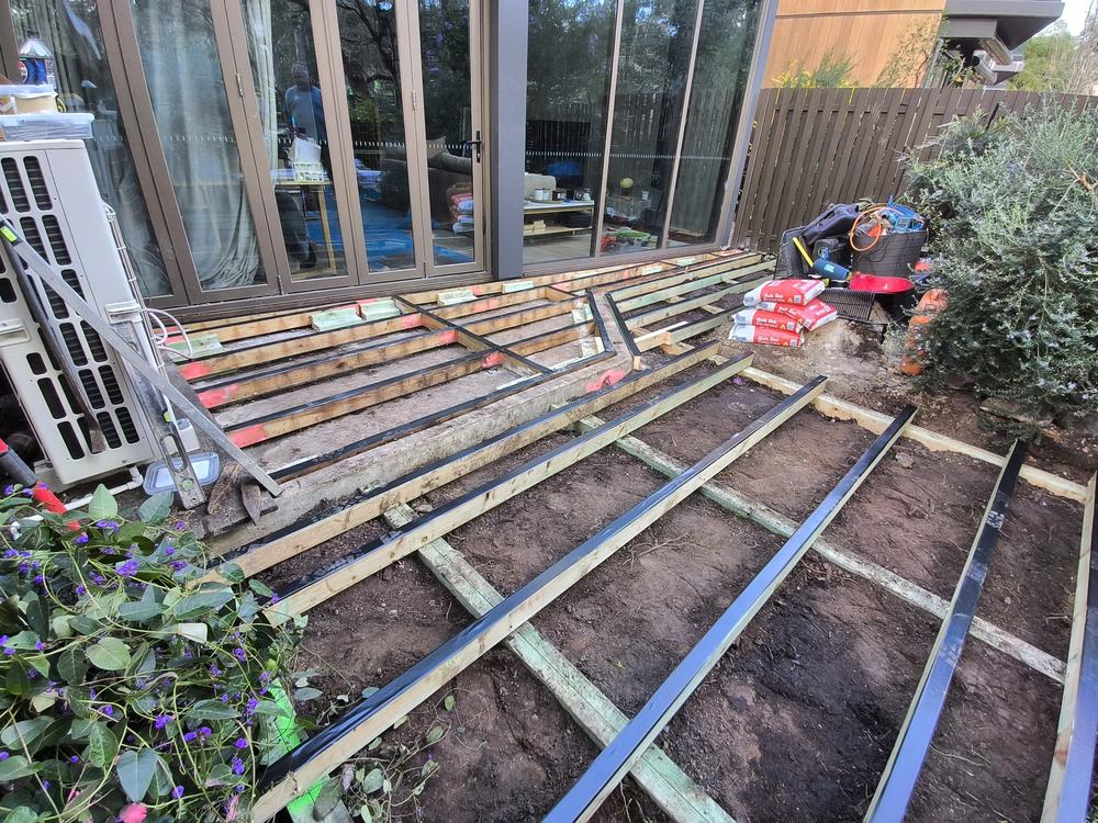 Joist protection tape on the existing and new deck joists