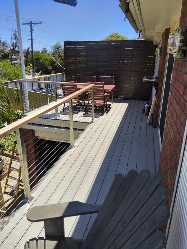 Before and after from the same angle — the difference a proper deck rebuild makes, Seaford